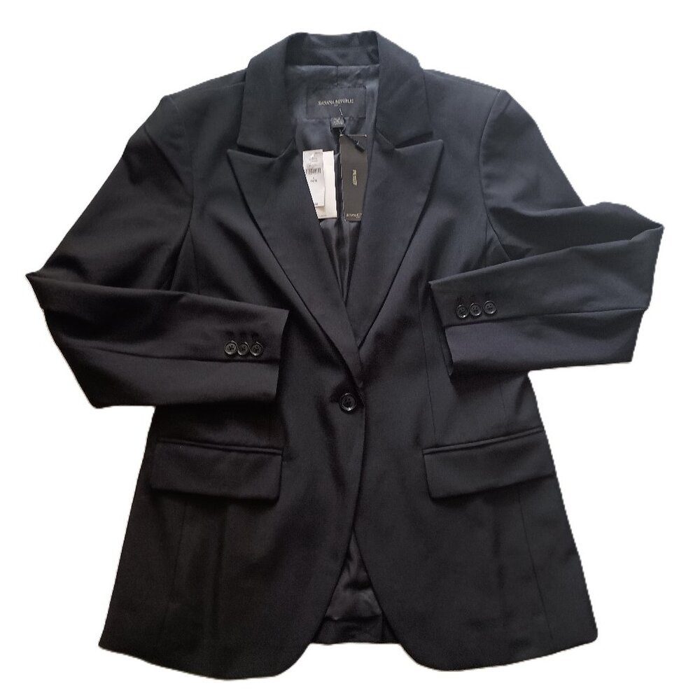 Banana Republic Classic Black Suit Coat with Pockets Women’s NWT Size 4P - Picture 7 of 16